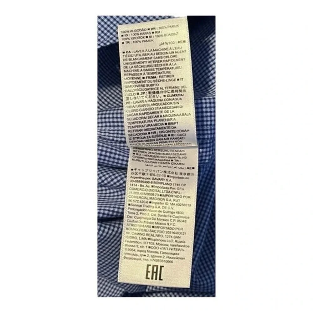 Banana Republic‎ Button Down Shirt Mens Large Blue Gingham Non-Iron Standard Fit